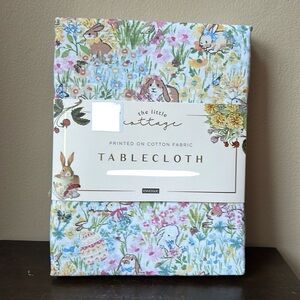 Envogue Tablecloth Easter Spring Bunny Floral Cotton 90” Round New